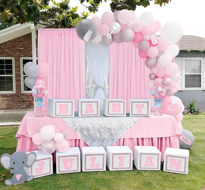 B.Cool B-COOL Pink Sequin Backdrop 2ftx8ft Sparkly Backdrop Curtains 2 Panels Sequin Curtain Fabric Drapes for Girls Birthday Holiday Sweetheart Baby Shower Party Decoration - Image 5